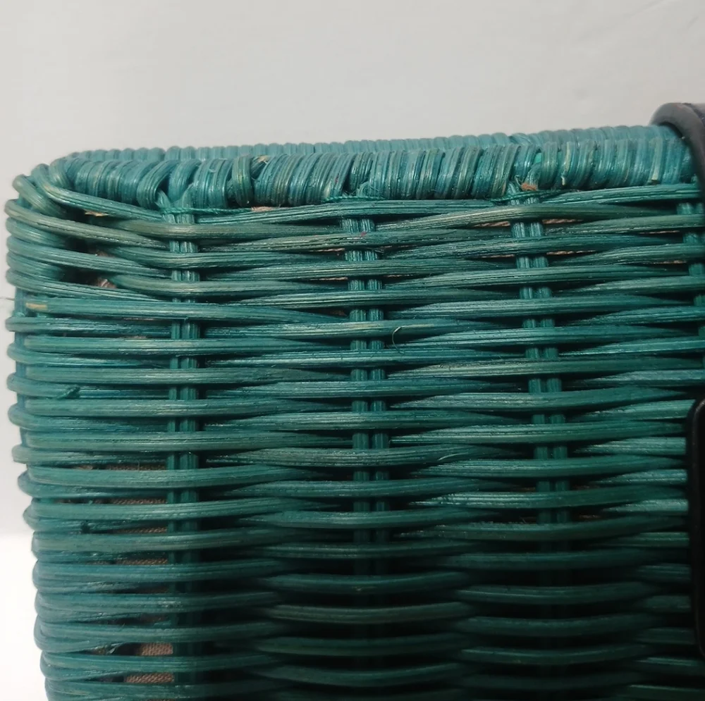 J. Crew Havana‎ wicker straw clutch Green purse